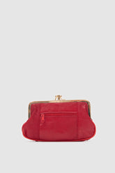 Moris Burs Detaylı Kırmızı Hakiki Kuzu Derisi Bayan Cüzdan