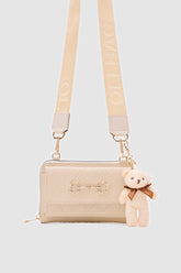 Krem Renk Ayıcık Çanta Cüzdan Charm