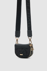 Jefece Siyah Leopar Desen Çanta Cüzdan