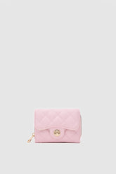 Saffan Nakış Detaylı Kilit Aksesuarlı Pembe Bayan Cüzdan